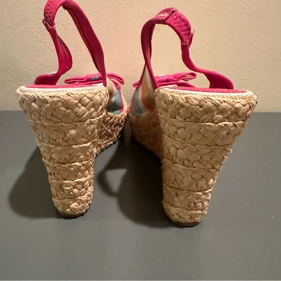 Coach Grace Watercolor straw wedge sandals multicolored Y2K Size 8.5 - Picture 9 of 11